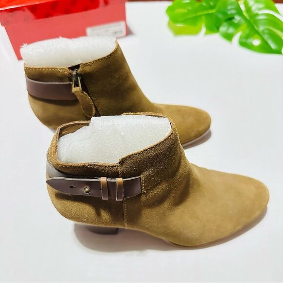 Guess Geora Medium Brown Leather Suede Ankle Booties - Picture 1 of 9